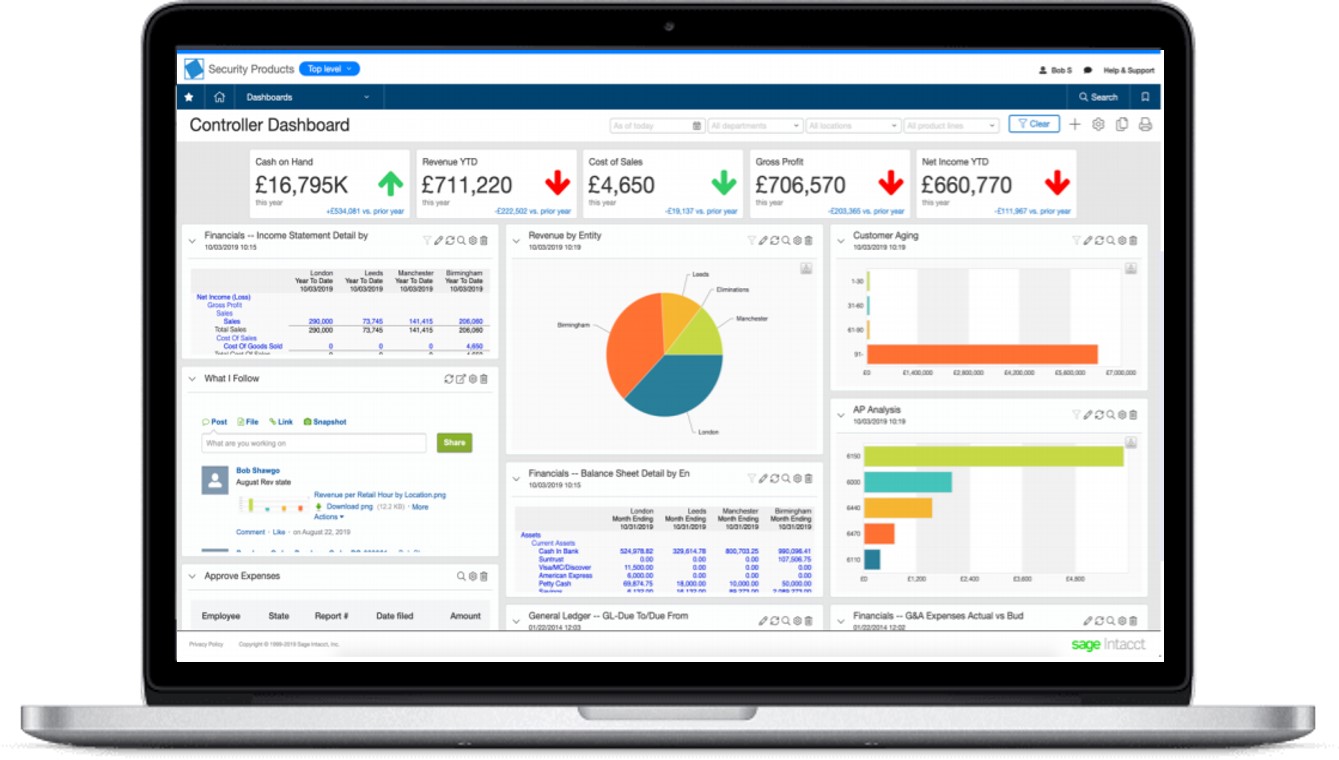 Sage Intacct Dashboard Screen